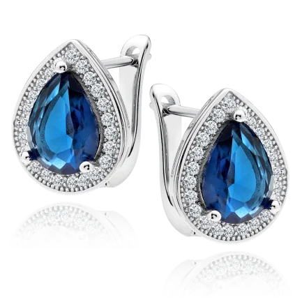 Сребърни обеци "Blue Teardrop"