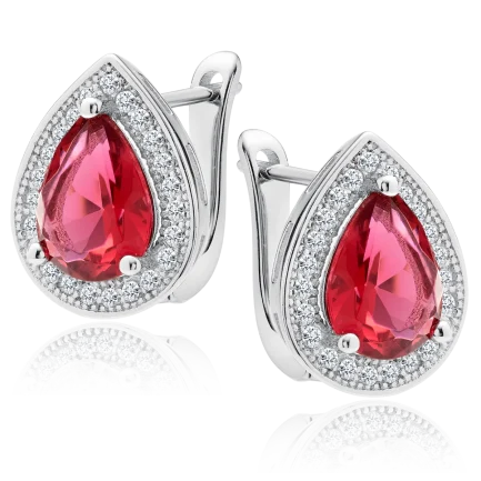 Сребърни обеци "Ruby Teardrop"