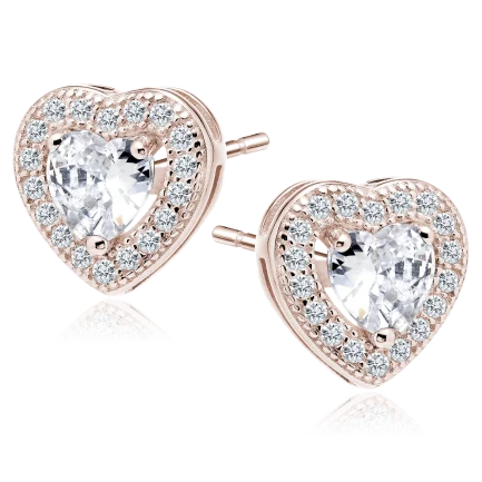 Сребърни обеци "Rose Gold Hearts"