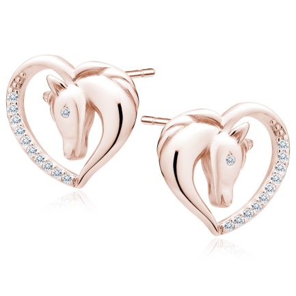 Сребърни обеци "Rose Gold Horse" (1.2 см /винт)