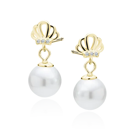 Сребърни обеци "Glass Gold Pearl"
