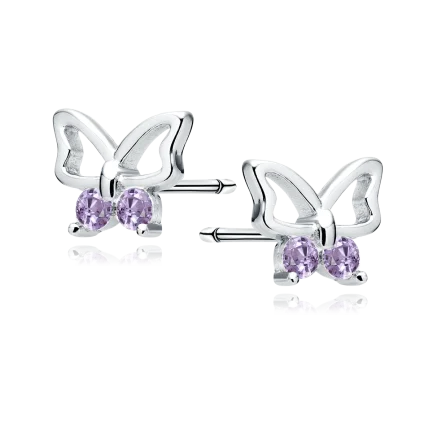 Сребърни обеци "Mariposa Plateada Violet"