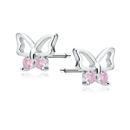 Сребърни обеци "Mariposa Plateada Pink"