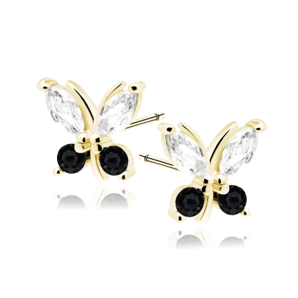 Сребърни обеци "Mini Blаck Butterfly" (0.7 см)