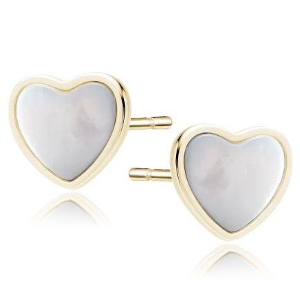 Сребърни обеци "Little Gold Heart" (с перла)