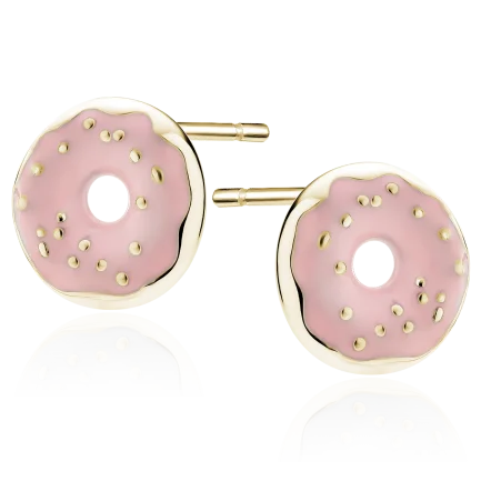 Сребърни обеци "Gold Donuts" (позлатени)