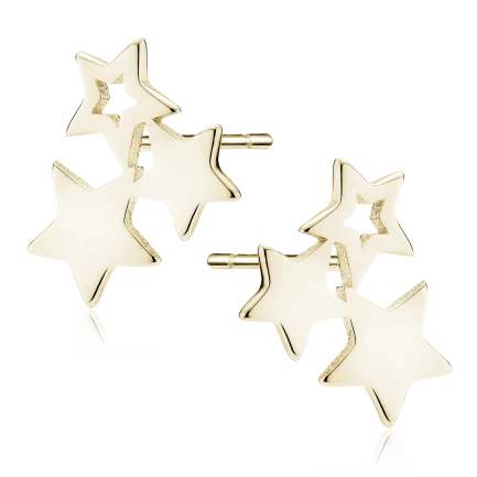 Сребърни обеци "Cielo in Gold" (10 mm /винт)