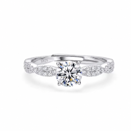 Сребърен пръстен "Diamond Round"