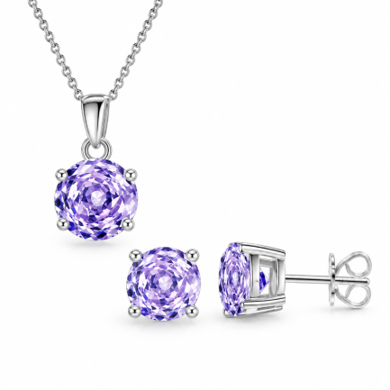 Сребърен комплект "Purple Roses"