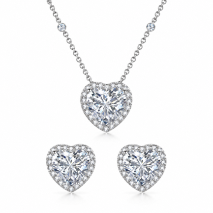 Сребърен комплект "Diаmond Hearts"