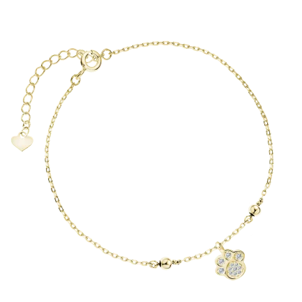Сребърна гривна Gold Paw (позлатена)