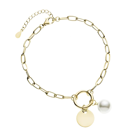 Сребърна гривна Gold Pearl (позлатена)