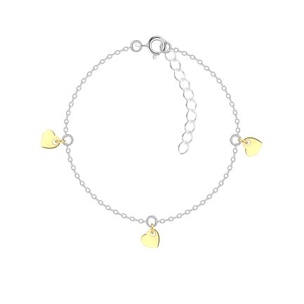 Сребърна гривна Golden Hearts (позлатена)