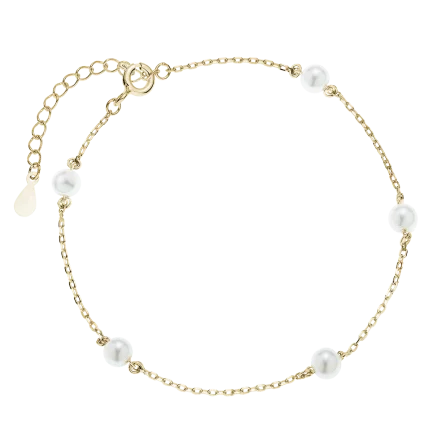 Сребърна гривна Golden Pearl (позлатена)