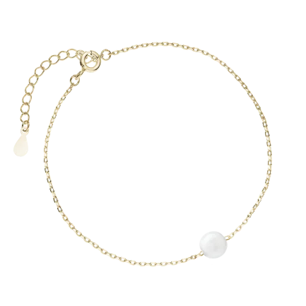 Сребърна гривна Pearl in Gold (позлатена)