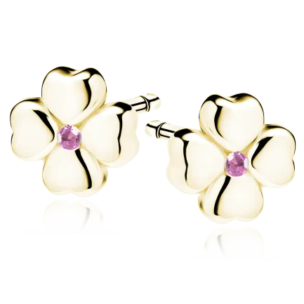 Сребърни обеци Mini Gold Clover 0.5 см