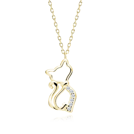 Сребърно колие Golden Cat (позлатено)